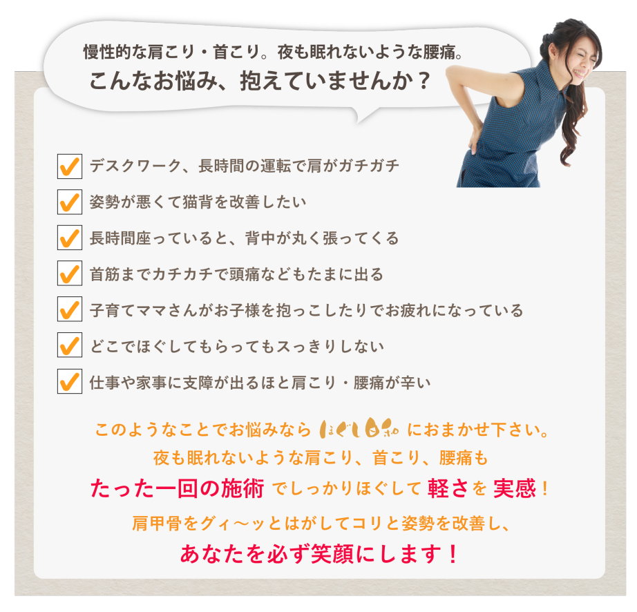 肩こり・首こり・腰痛チェックシート